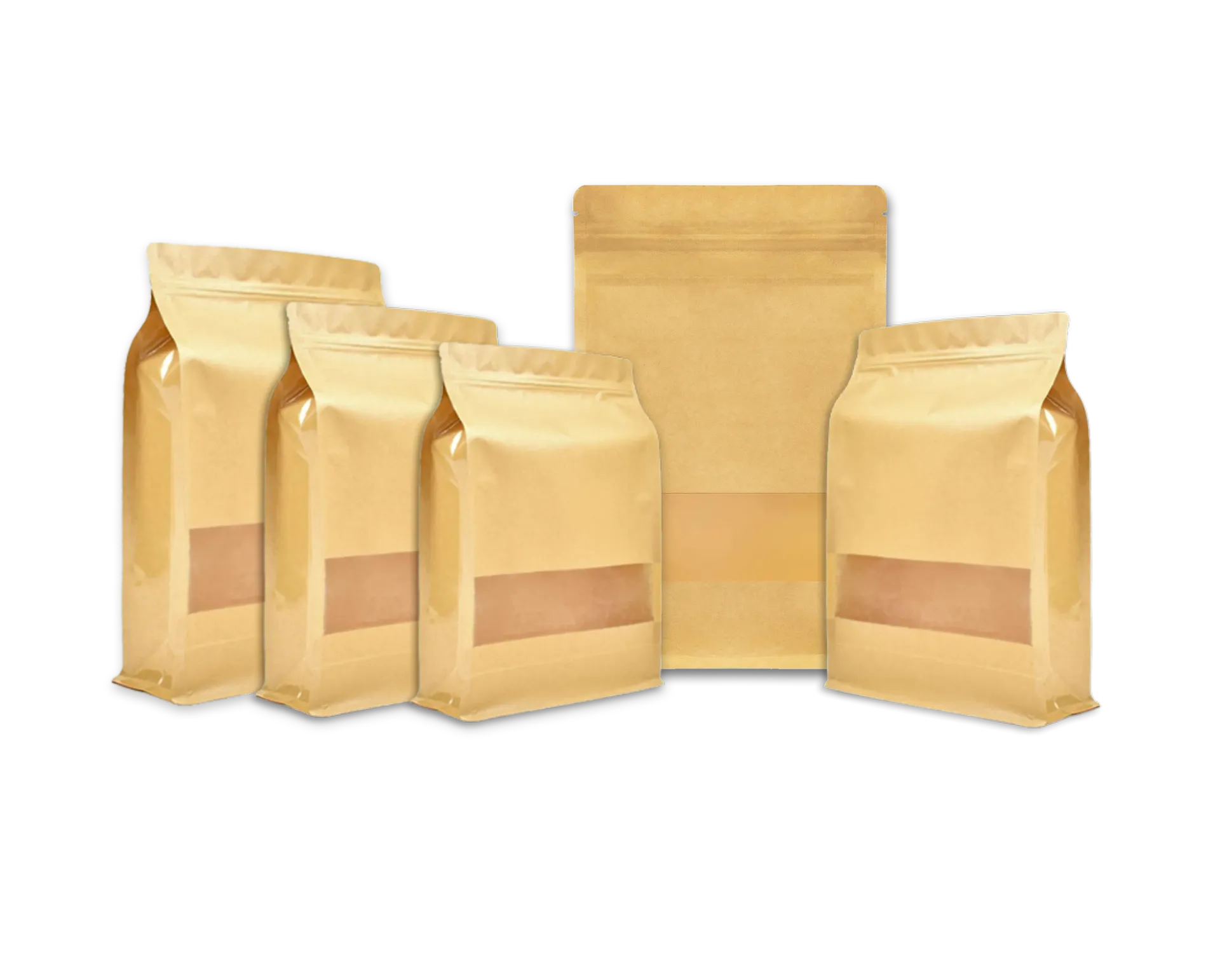 [BRKSPFB-1424] Stand-Up Pouch With Flat Bottom & Window (14cm W x 24cm H + 3cm G)